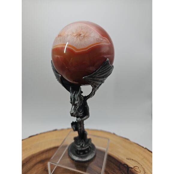 1.3lb 75mm Carnelian Quartz W/Dragon Stand - Picture 1 of 12
